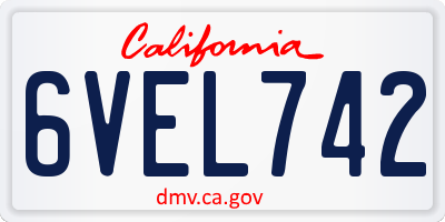 CA license plate 6VEL742