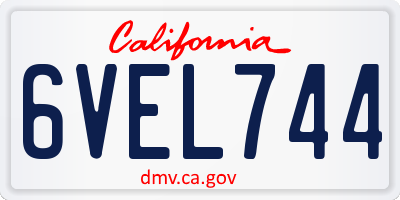 CA license plate 6VEL744