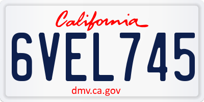 CA license plate 6VEL745