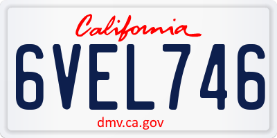 CA license plate 6VEL746