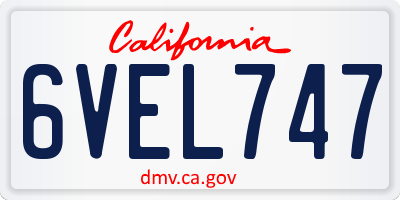 CA license plate 6VEL747