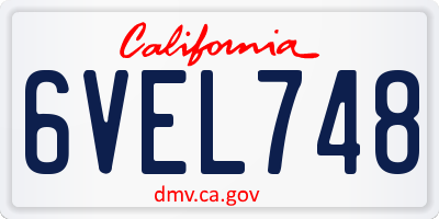 CA license plate 6VEL748