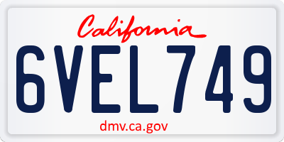 CA license plate 6VEL749