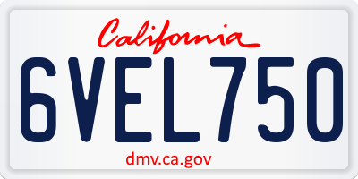 CA license plate 6VEL750