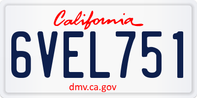 CA license plate 6VEL751