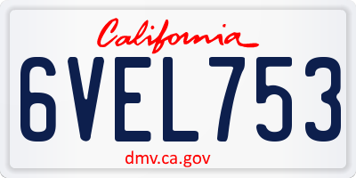 CA license plate 6VEL753