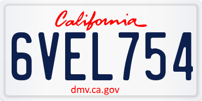 CA license plate 6VEL754