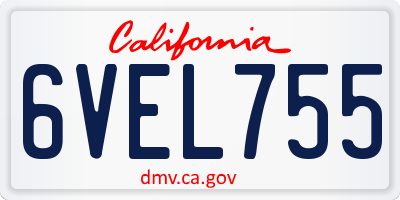 CA license plate 6VEL755