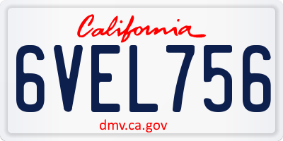 CA license plate 6VEL756