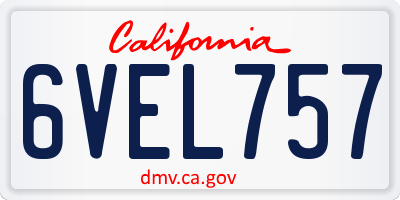 CA license plate 6VEL757