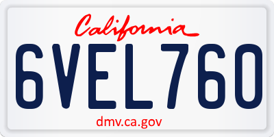 CA license plate 6VEL760
