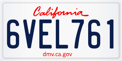 CA license plate 6VEL761