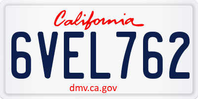 CA license plate 6VEL762