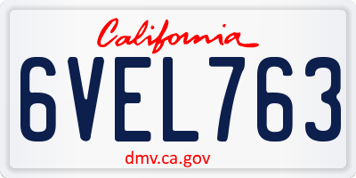 CA license plate 6VEL763
