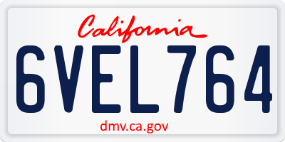 CA license plate 6VEL764