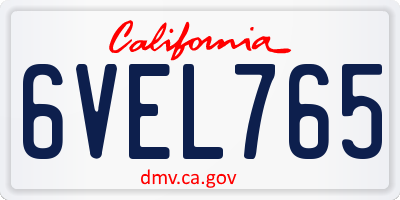 CA license plate 6VEL765