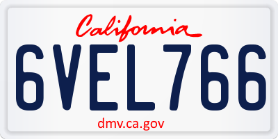 CA license plate 6VEL766