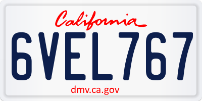 CA license plate 6VEL767