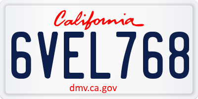 CA license plate 6VEL768