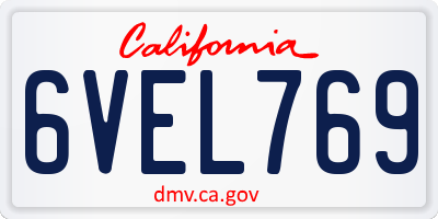 CA license plate 6VEL769