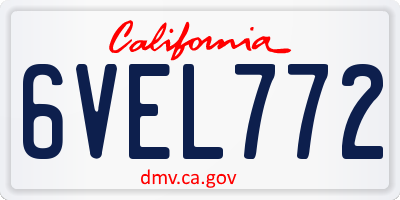 CA license plate 6VEL772
