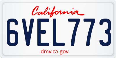 CA license plate 6VEL773