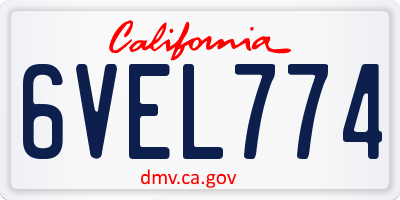 CA license plate 6VEL774