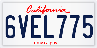 CA license plate 6VEL775