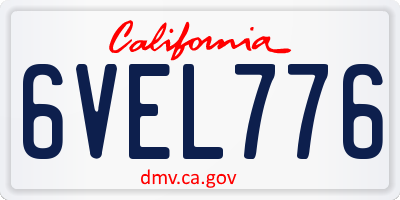 CA license plate 6VEL776