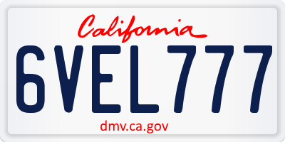 CA license plate 6VEL777