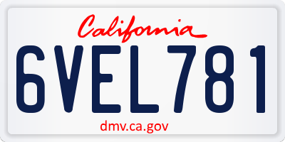CA license plate 6VEL781