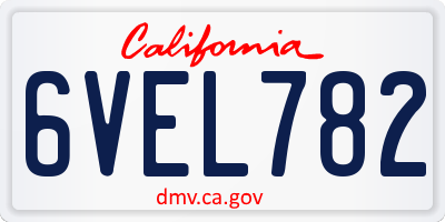 CA license plate 6VEL782