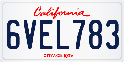 CA license plate 6VEL783