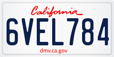 CA license plate 6VEL784
