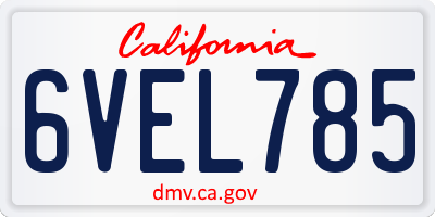 CA license plate 6VEL785