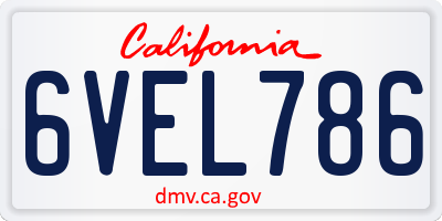 CA license plate 6VEL786