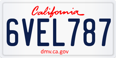 CA license plate 6VEL787