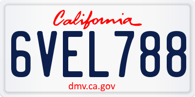 CA license plate 6VEL788