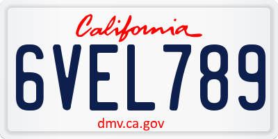 CA license plate 6VEL789