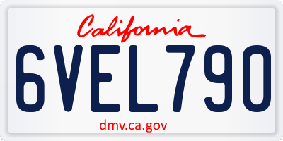 CA license plate 6VEL790
