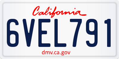CA license plate 6VEL791
