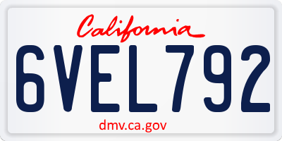CA license plate 6VEL792