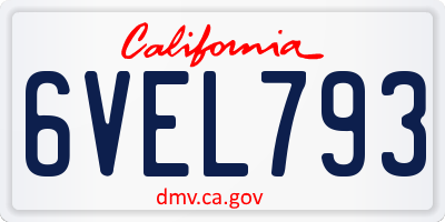 CA license plate 6VEL793