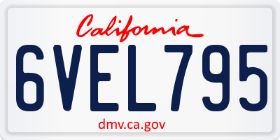 CA license plate 6VEL795