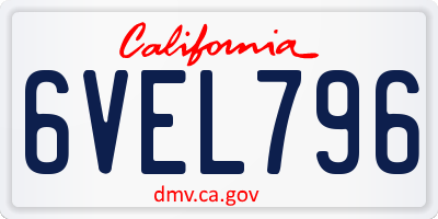 CA license plate 6VEL796