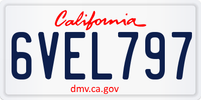 CA license plate 6VEL797