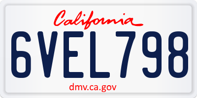 CA license plate 6VEL798