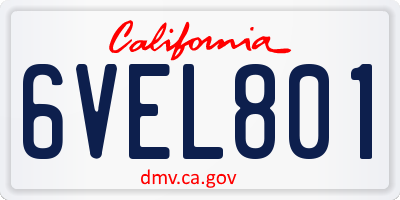 CA license plate 6VEL801
