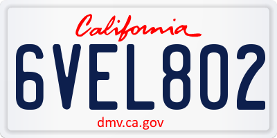 CA license plate 6VEL802