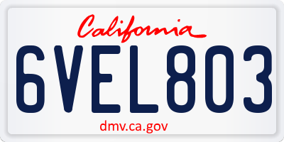 CA license plate 6VEL803